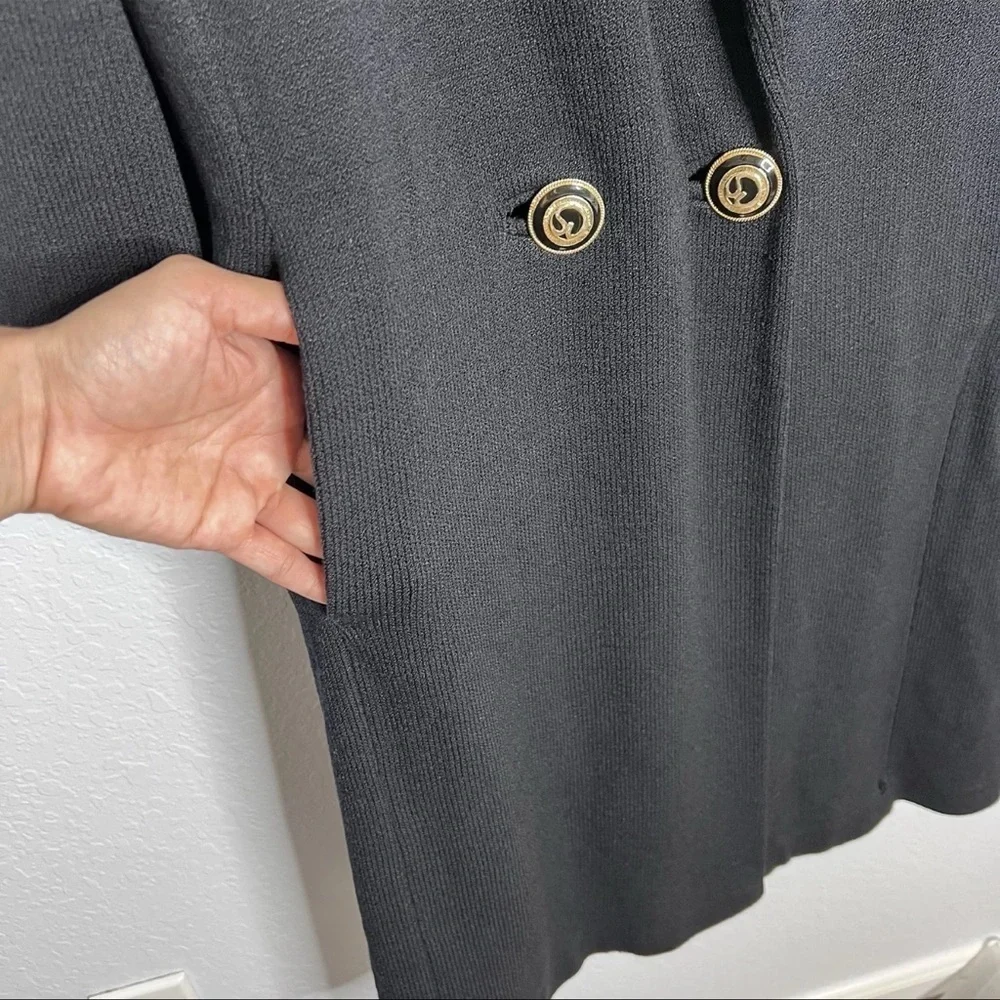 St. John Santana Knit Long Blazer Jacket Women 8 Luxury Old Money Black